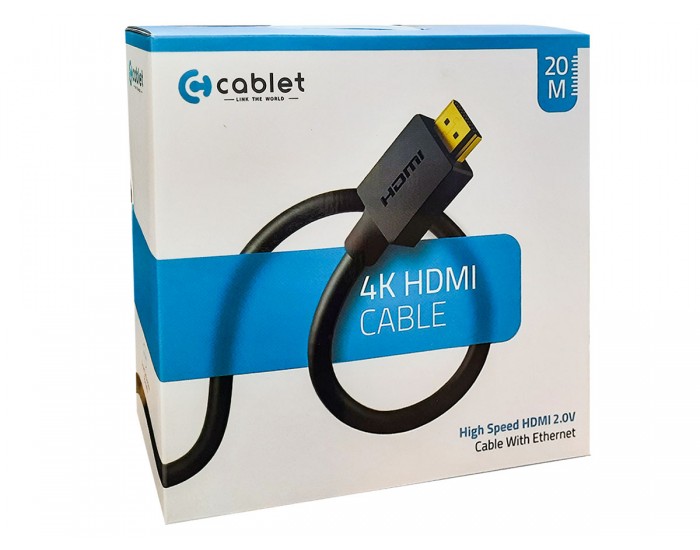 CABLET HDMI CABLE 20M 4K 60HZ 1080P WITH ETHERNET 18GB S SPEED